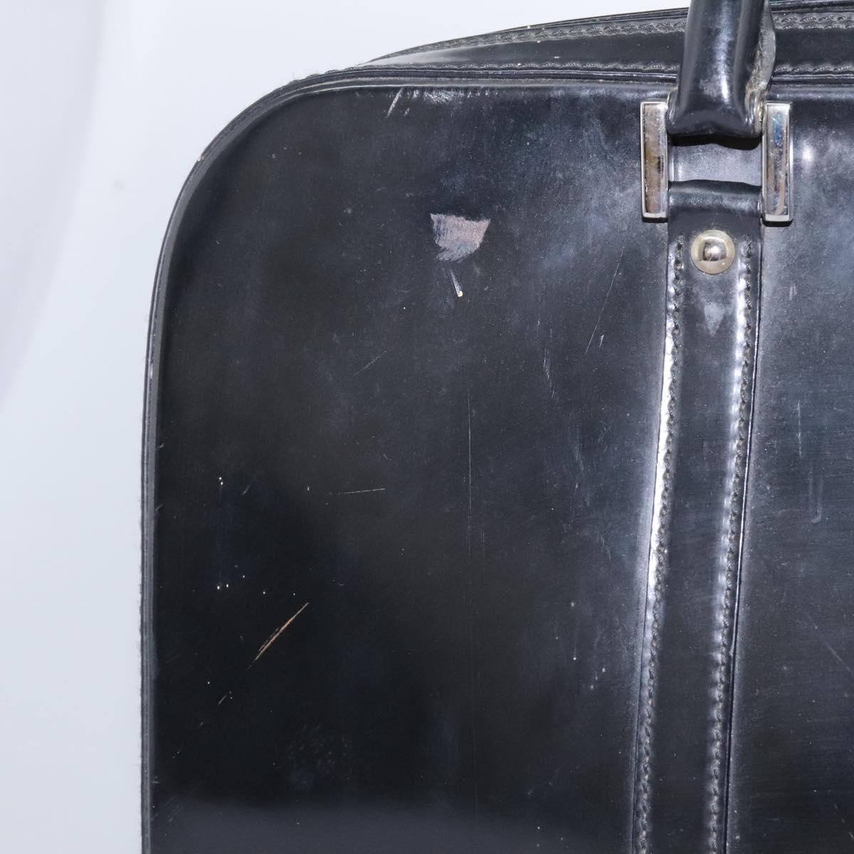 GUCCI Business Bag Enamel Black Auth bs23505