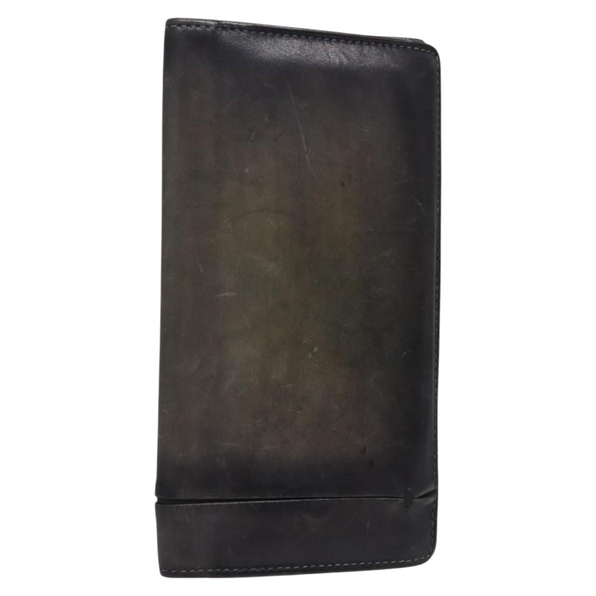 Berluti Long Wallet Leather Black Auth bs23508