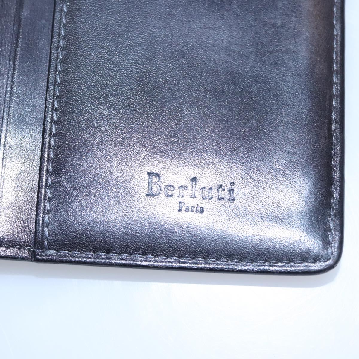 Berluti Long Wallet Leather Black Auth bs23508