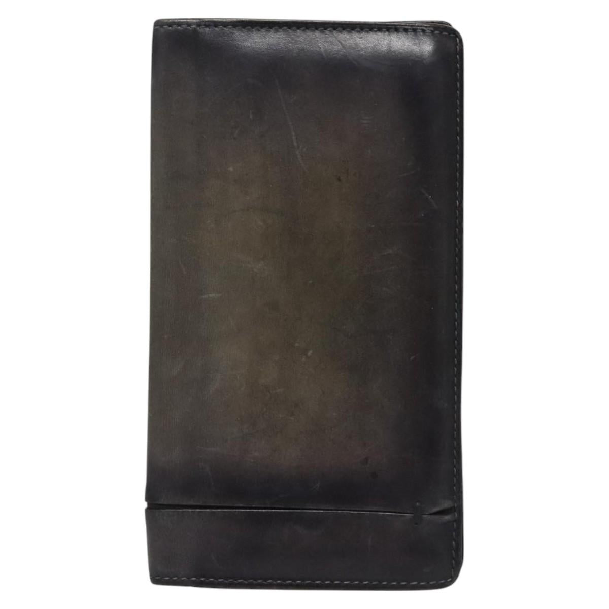Berluti Long Wallet Leather Black Auth bs23508