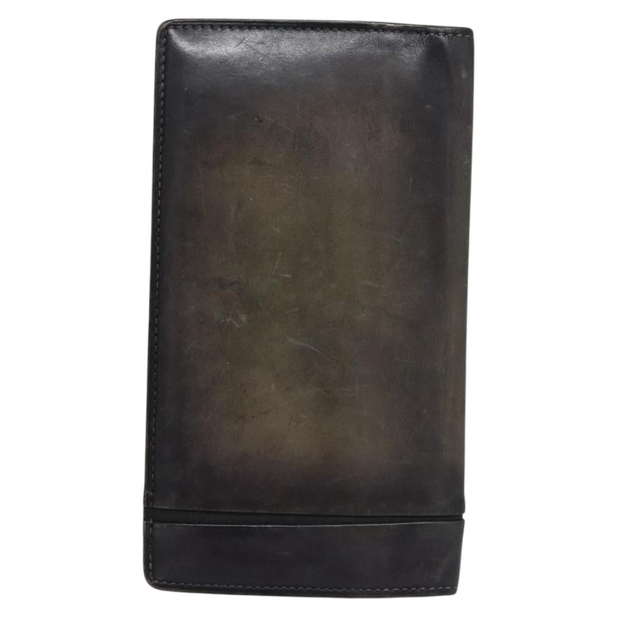 Berluti Long Wallet Leather Black Auth bs23508