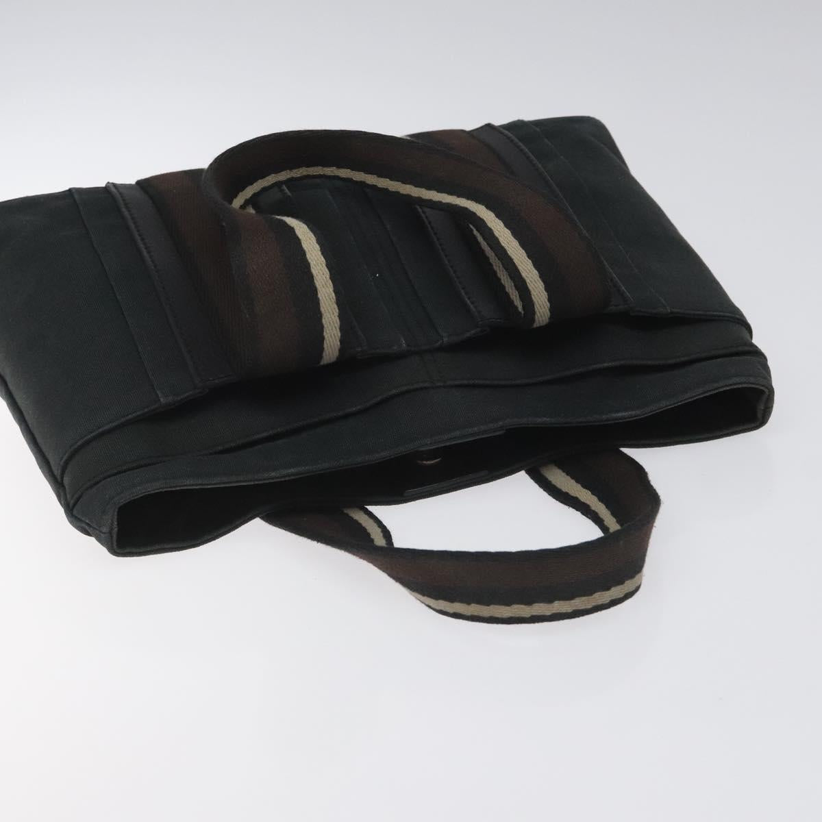 HERMES Toroca Horizontal PM Hand Bag Canvas Black Auth bs23509