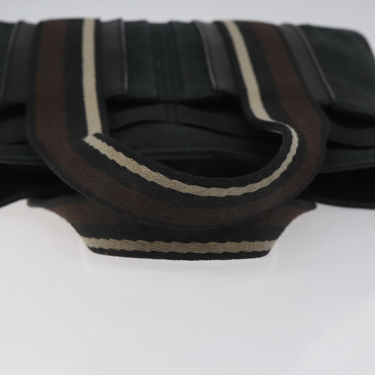 HERMES Toroca Horizontal PM Hand Bag Canvas Black Auth bs23509