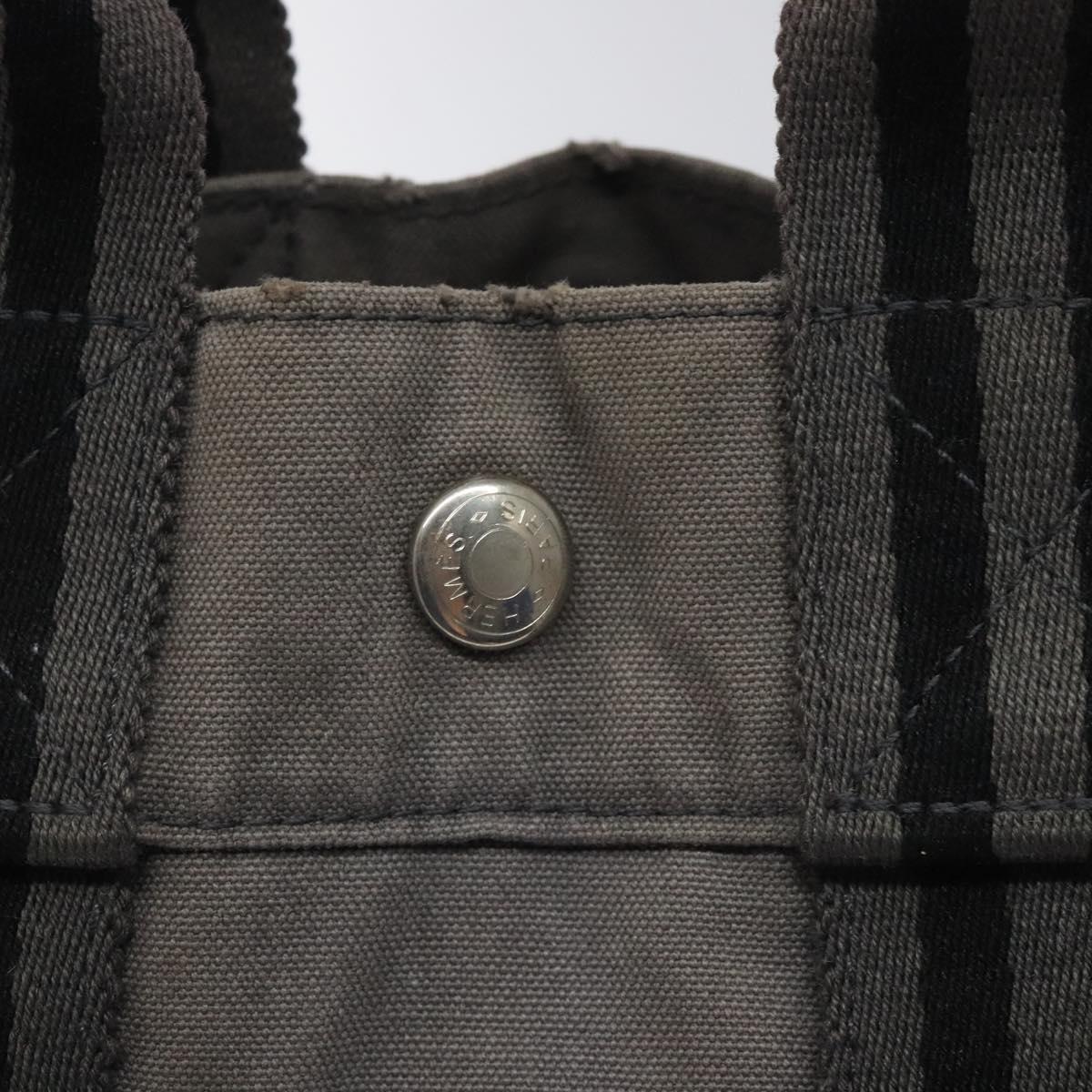 HERMES Fourre Tout PM Hand Bag Canvas Black Gray Silver Auth bs23510