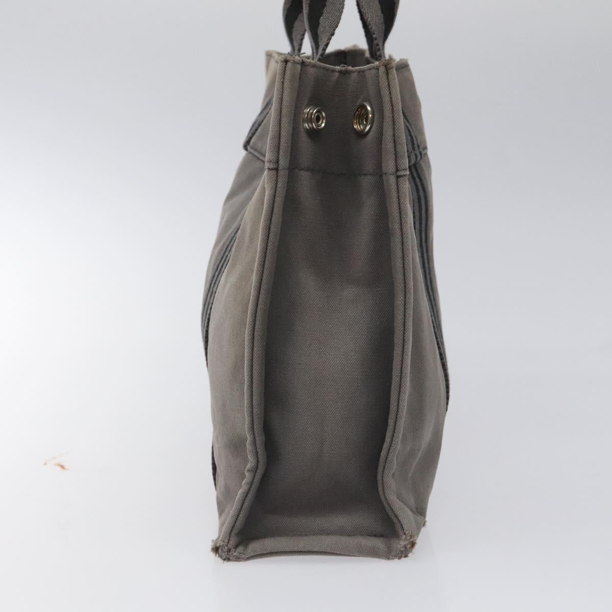 HERMES Fourre Tout PM Hand Bag Canvas Black Gray Silver Auth bs23510