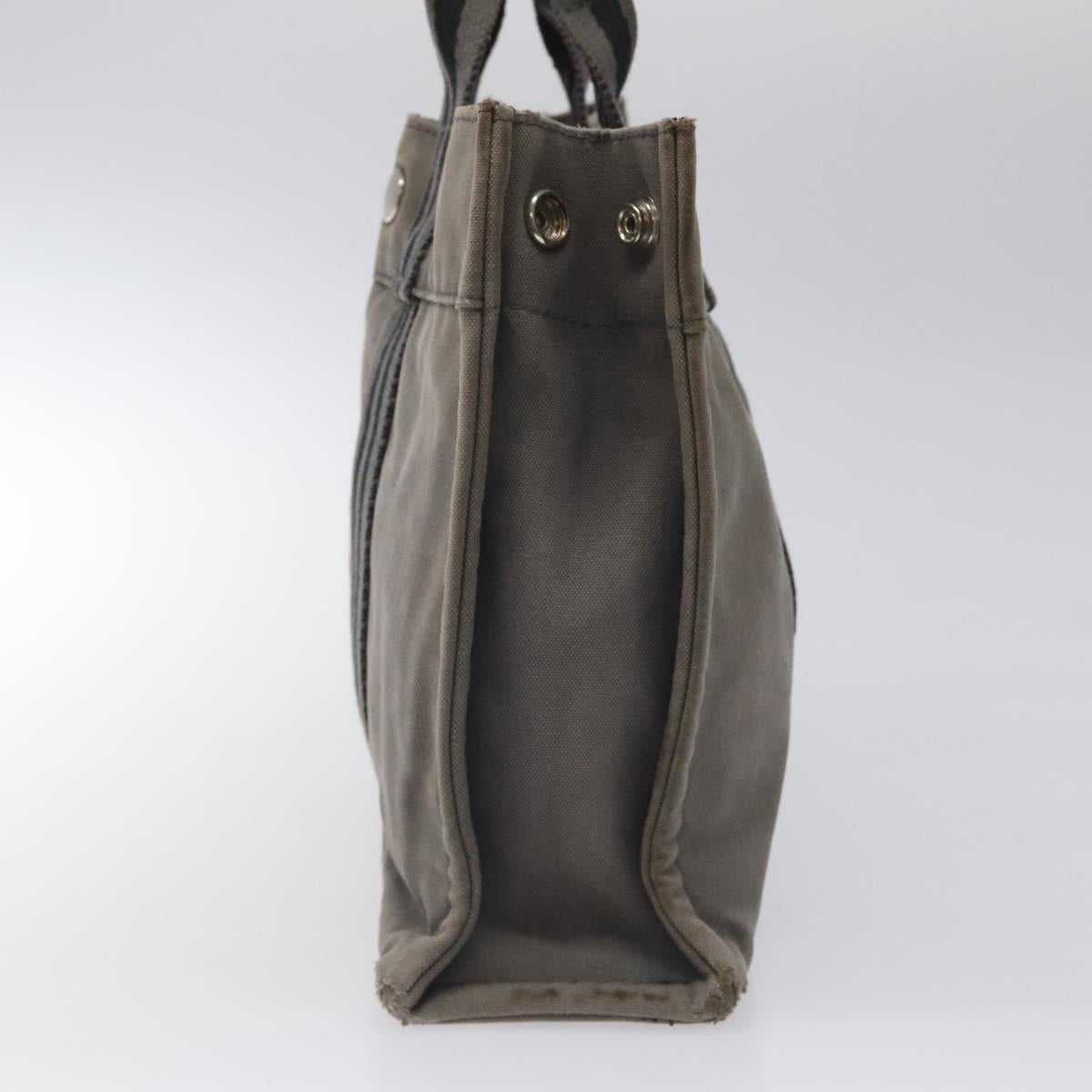 HERMES Fourre Tout PM Hand Bag Canvas Black Gray Silver Auth bs23510
