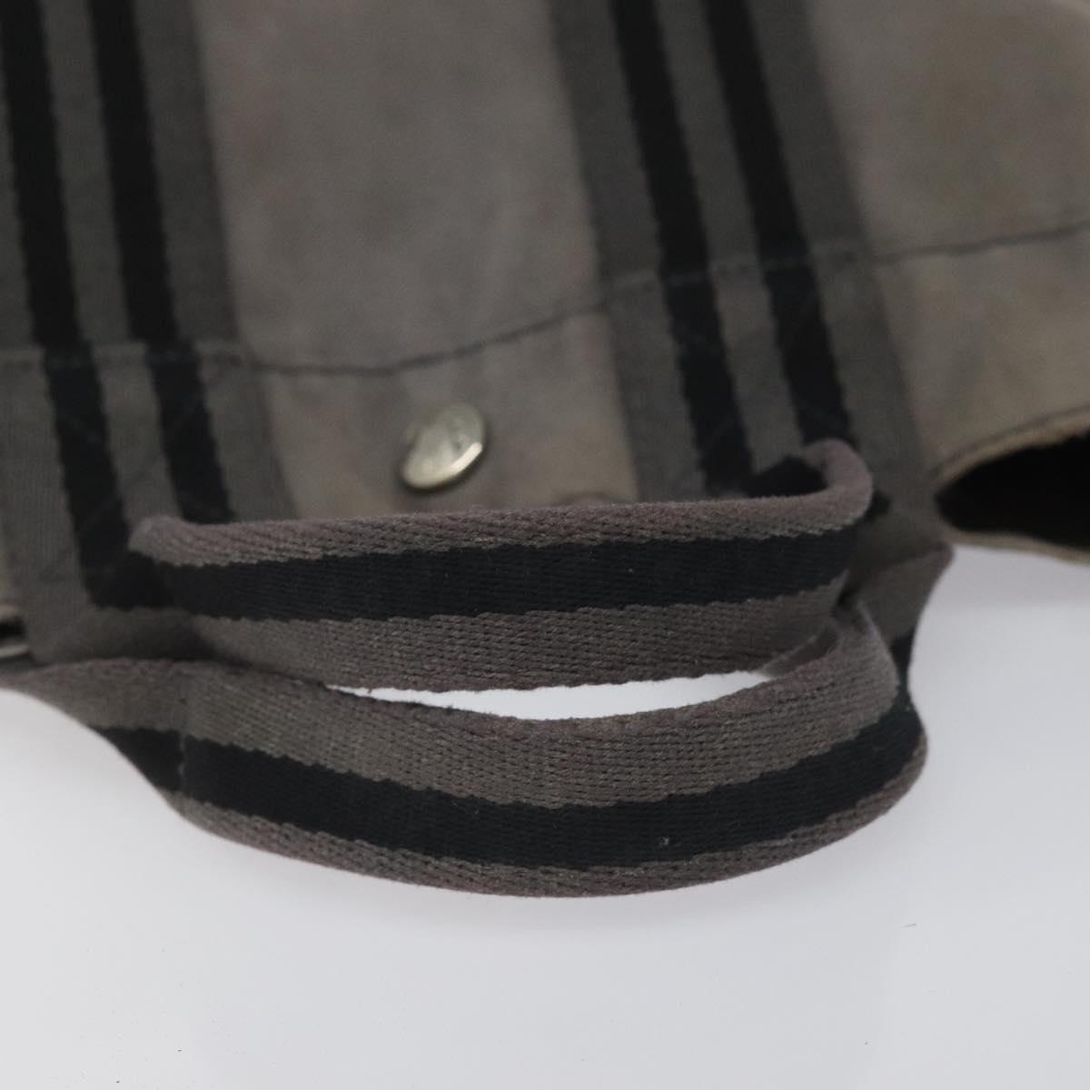 HERMES Fourre Tout PM Hand Bag Canvas Black Gray Silver Auth bs23510