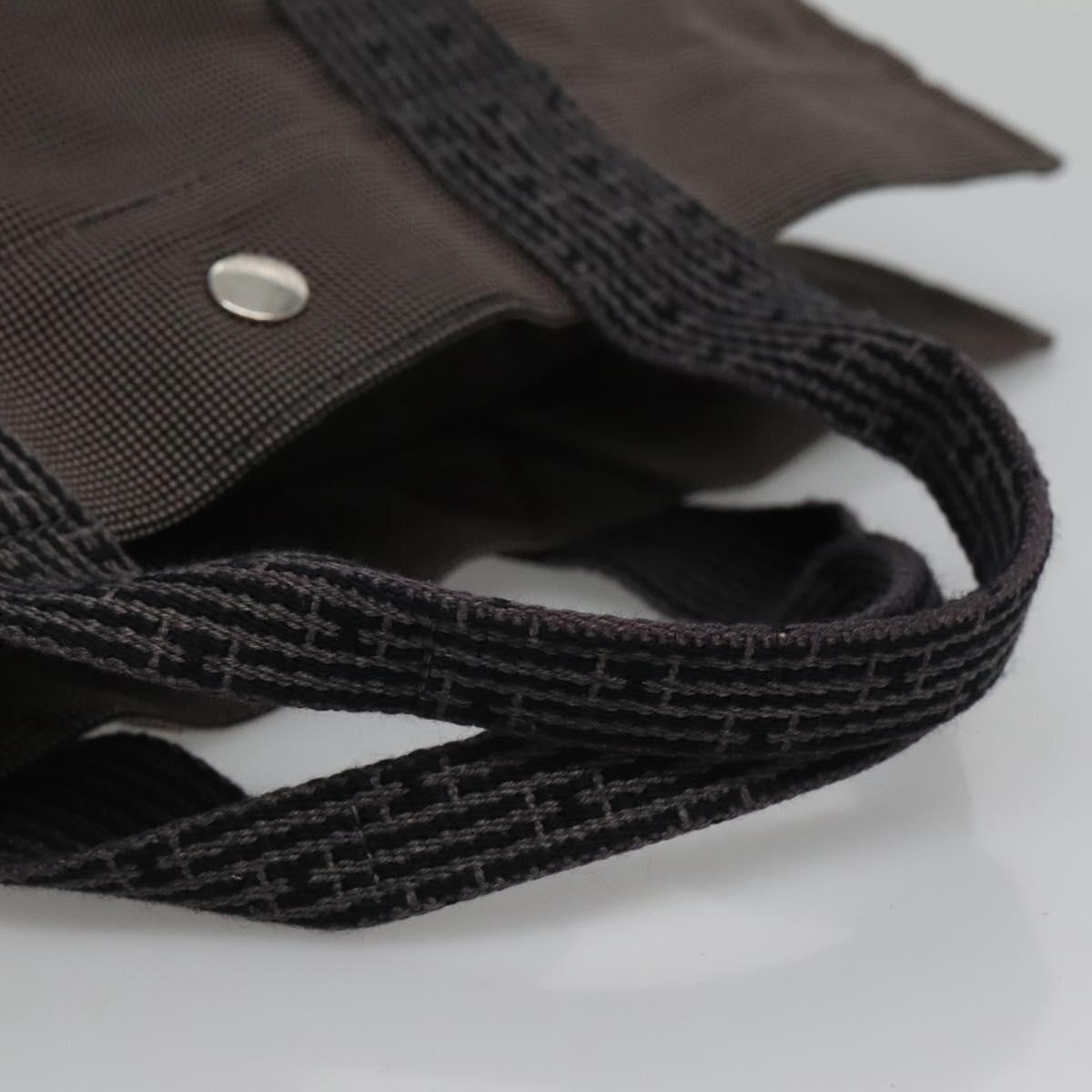 HERMES Her Line MM Tote Bag Canvas Gray Silver Auth bs23512