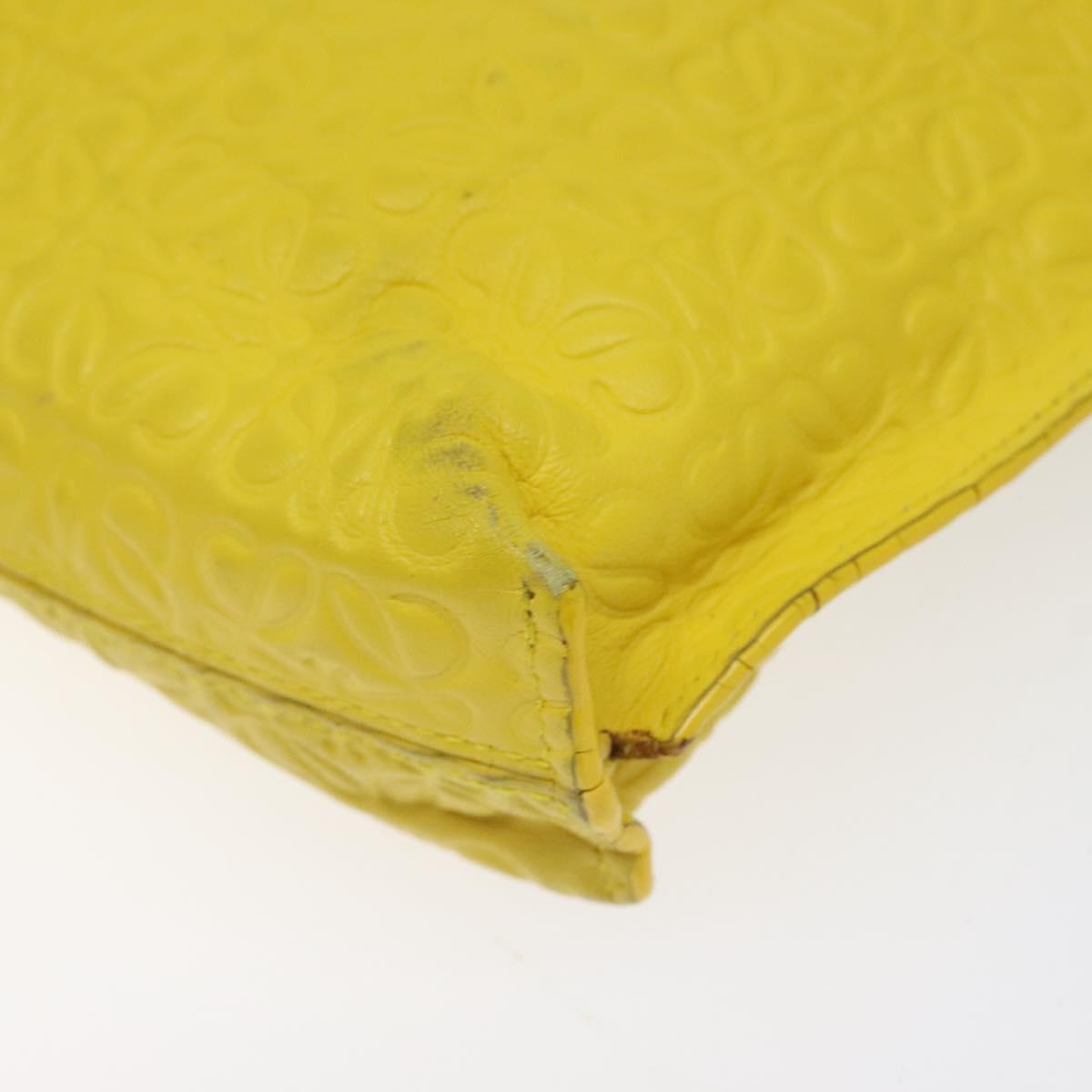 LOEWE Anagram Clutch Bag Leather Yellow Auth bs23522