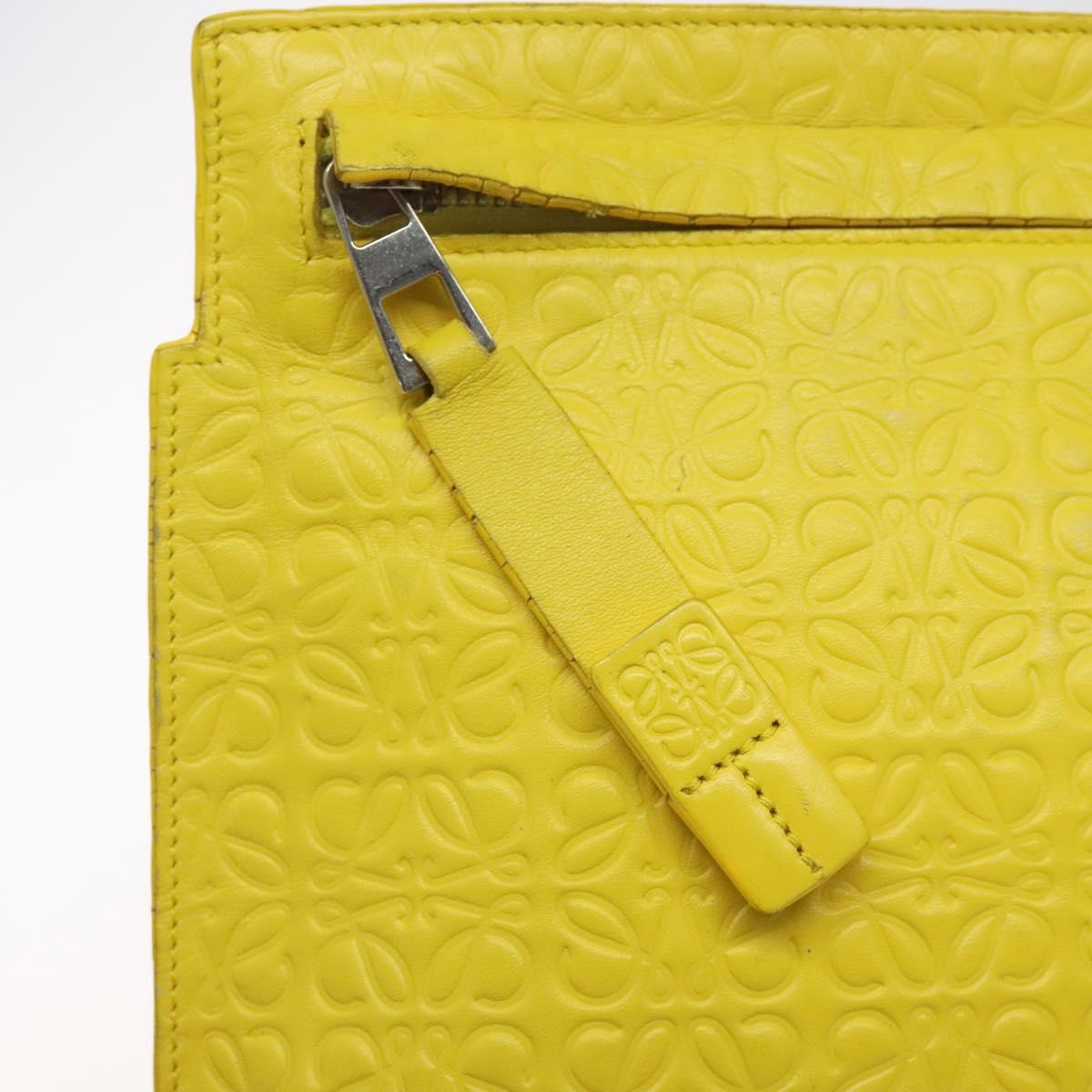 LOEWE Anagram Clutch Bag Leather Yellow Auth bs23522
