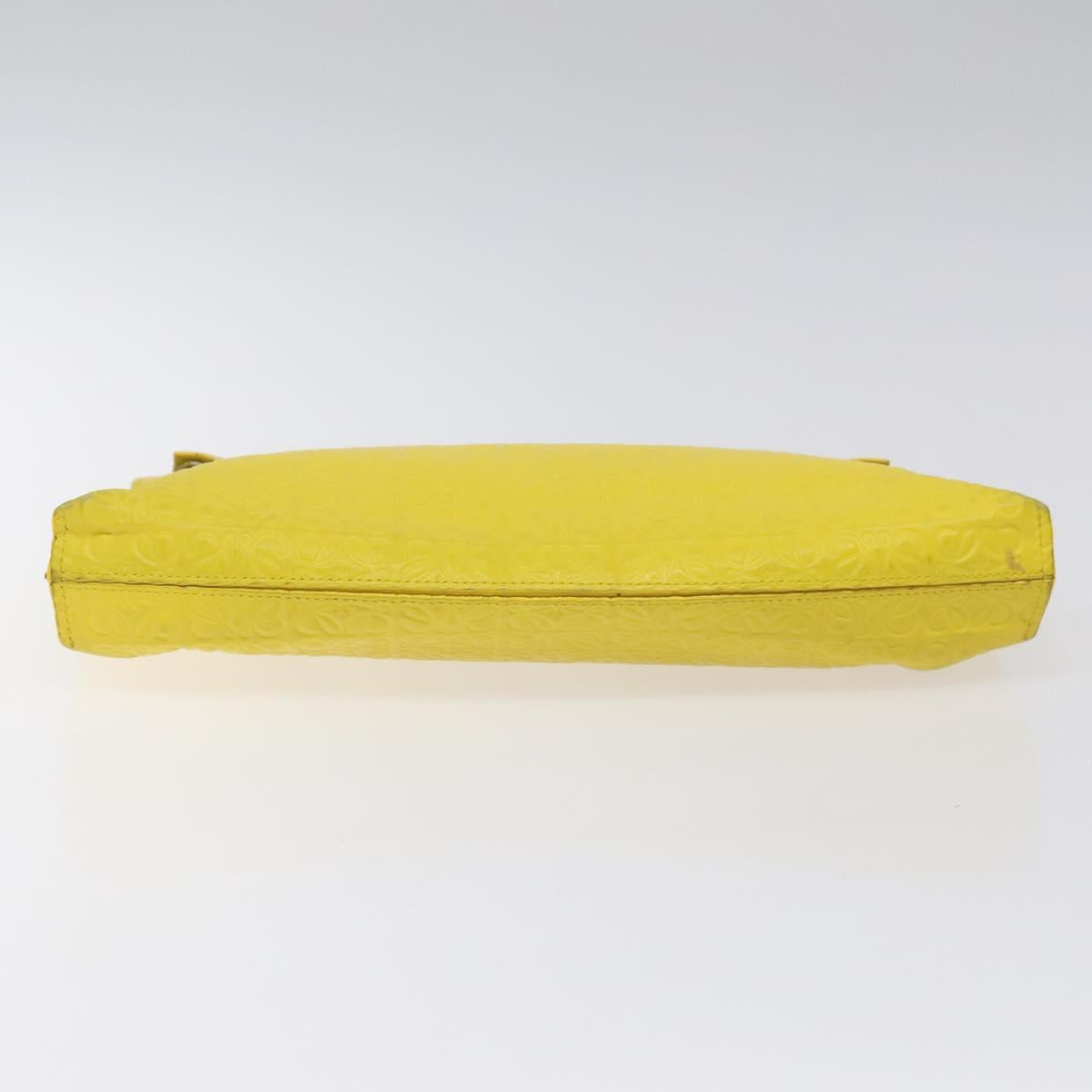 LOEWE Anagram Clutch Bag Leather Yellow Auth bs23522