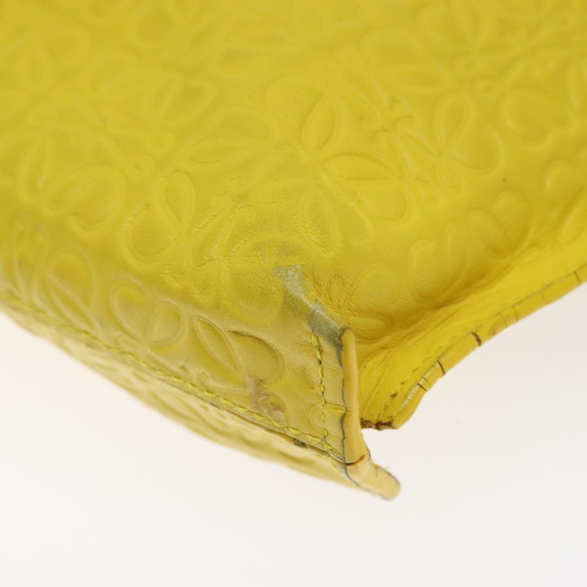LOEWE Anagram Clutch Bag Leather Yellow Auth bs23522