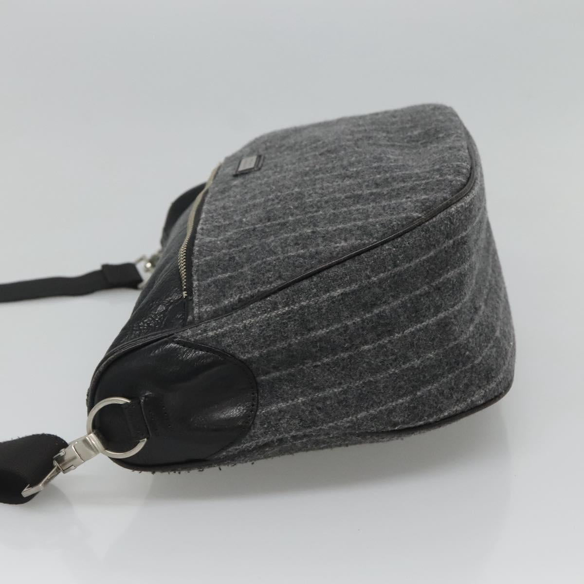 BURBERRY Black label Shoulder Bag Wool Gray Auth bs23525