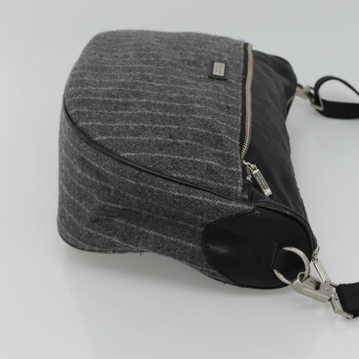 BURBERRY Black label Shoulder Bag Wool Gray Auth bs23525