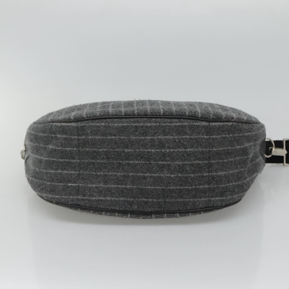 BURBERRY Black label Shoulder Bag Wool Gray Auth bs23525