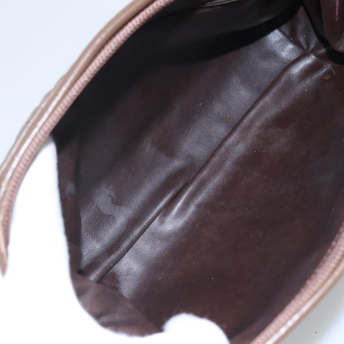 BALLY Quilted Shoulder Bag Leather Brown Gold Auth bs23528