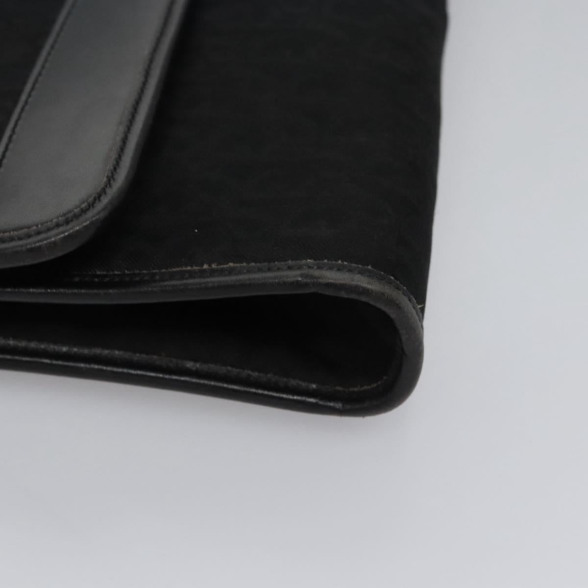 Christian Dior Trotter Canvas Chain Shoulder Bag Black Gold Auth bs23529