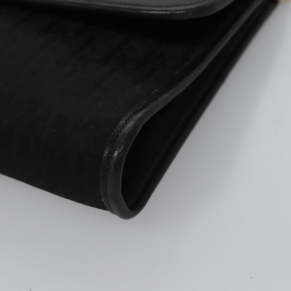 Christian Dior Trotter Canvas Chain Shoulder Bag Black Gold Auth bs23529