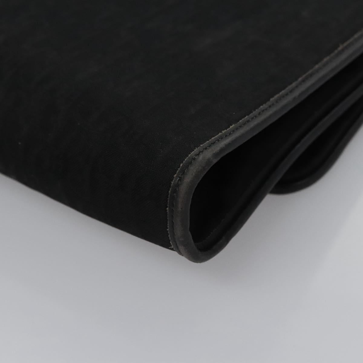 Christian Dior Trotter Canvas Chain Shoulder Bag Black Gold Auth bs23529