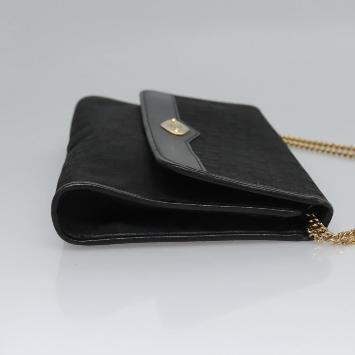 Christian Dior Trotter Canvas Chain Shoulder Bag Black Gold Auth bs23529