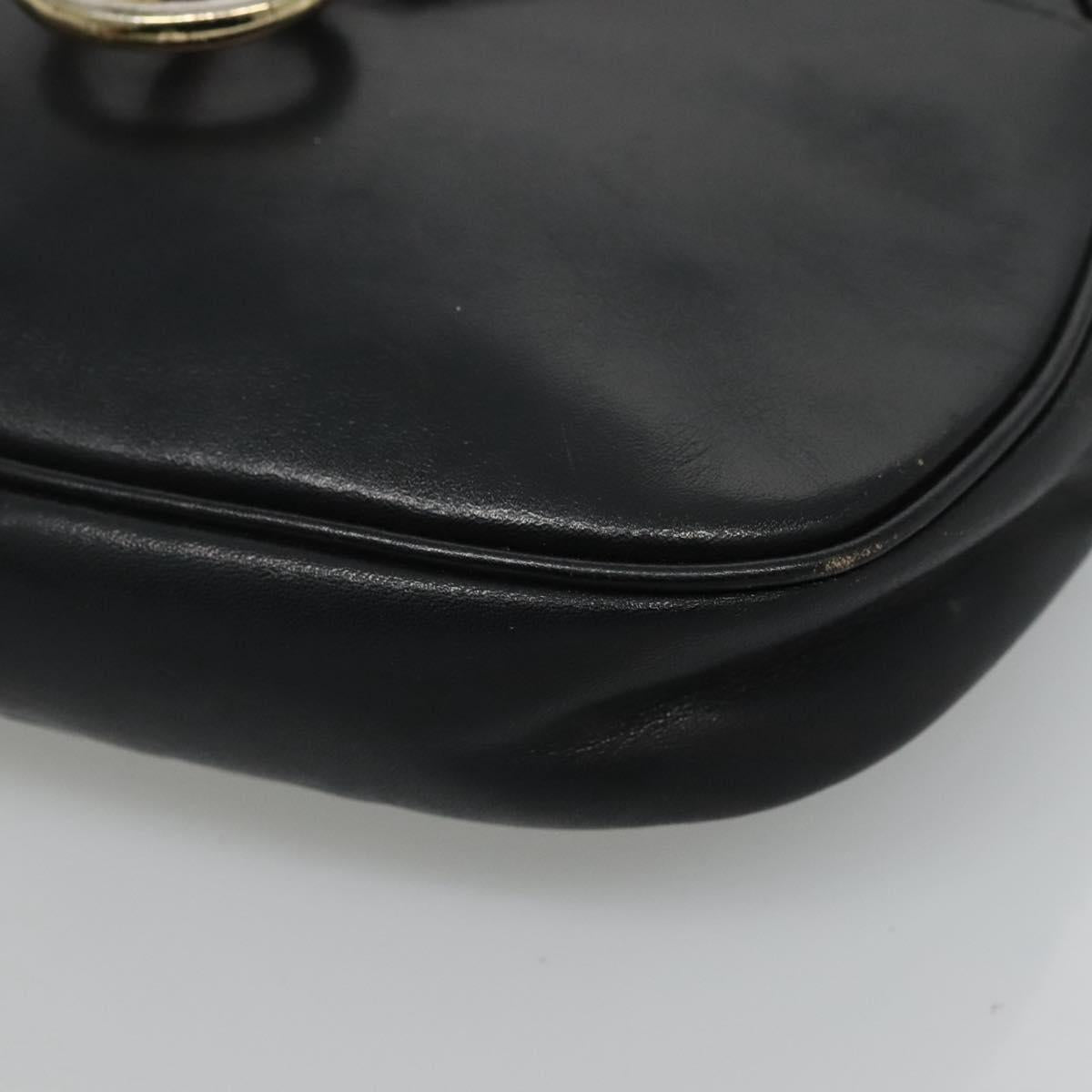 Christian Dior Shoulder Bag Leather Navy Gold Auth bs23532