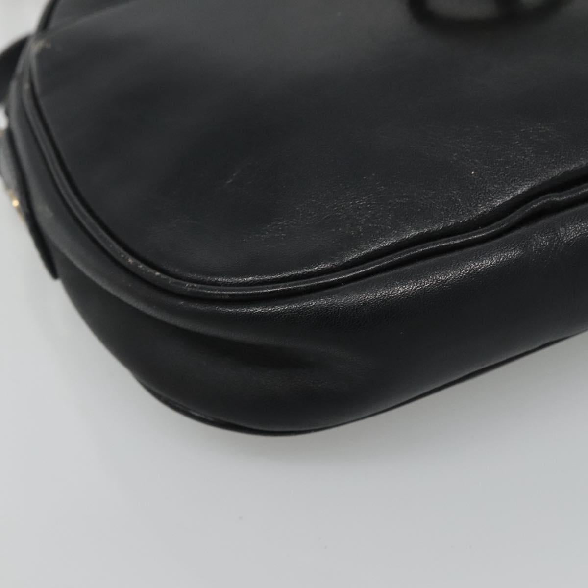 Christian Dior Shoulder Bag Leather Navy Gold Auth bs23532