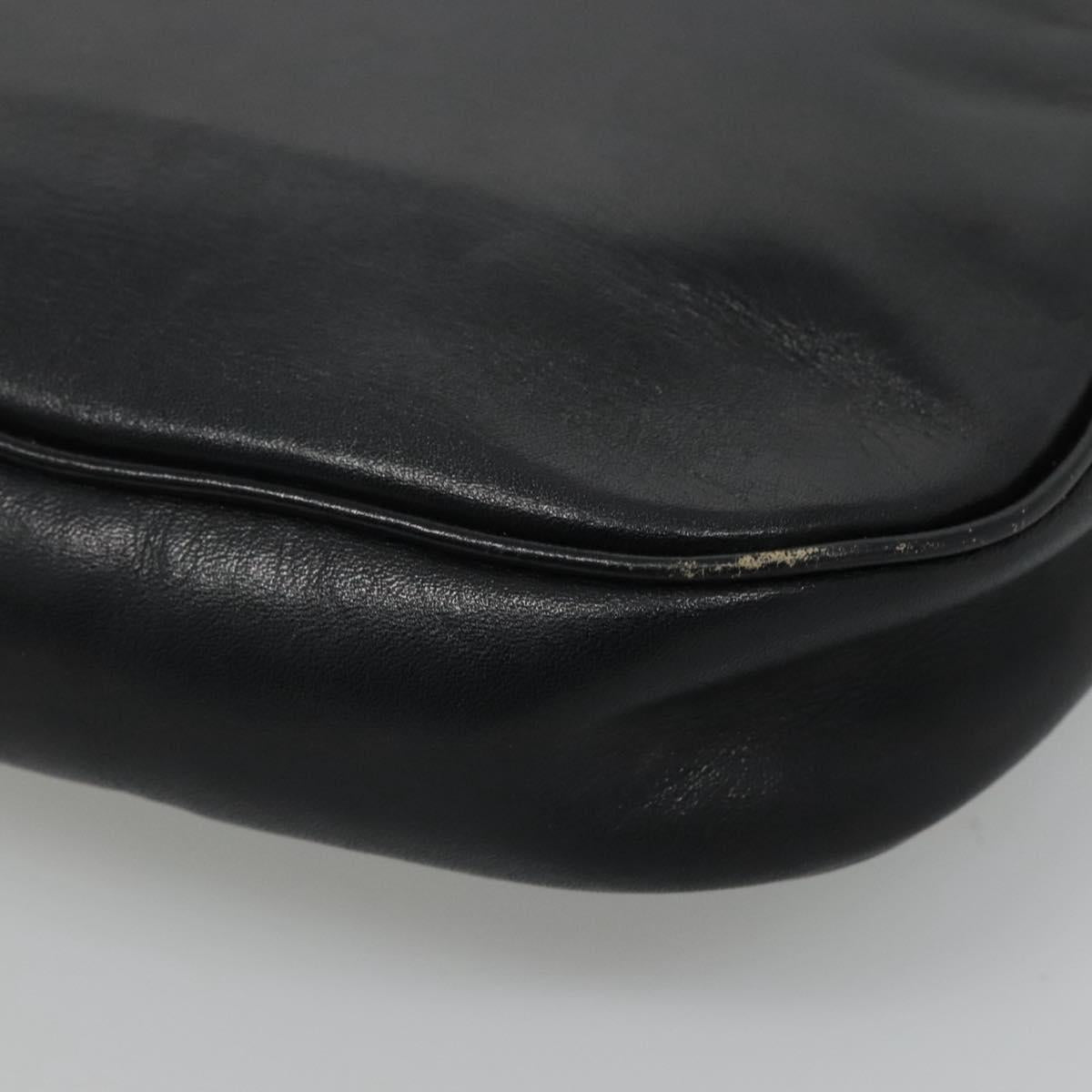 Christian Dior Shoulder Bag Leather Navy Gold Auth bs23532