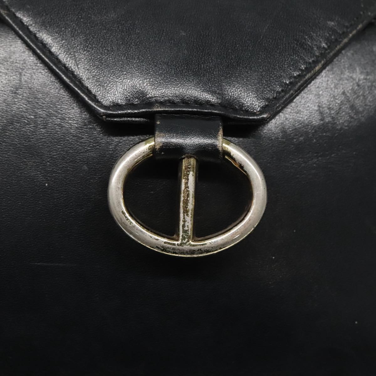 Christian Dior Shoulder Bag Leather Navy Gold Auth bs23532