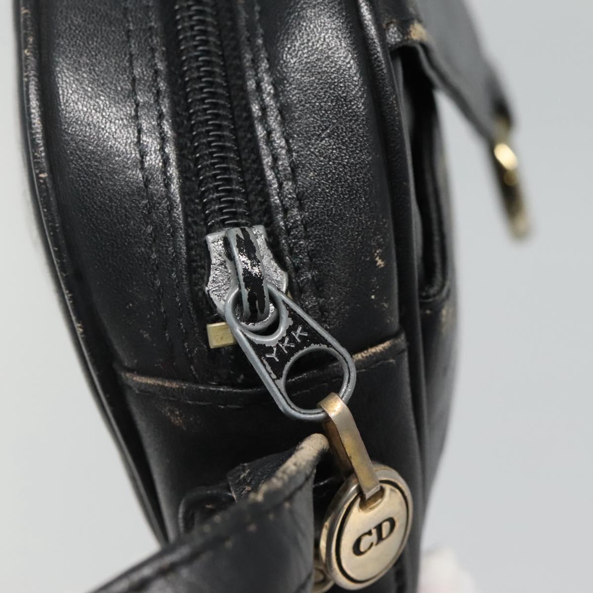 Christian Dior Shoulder Bag Leather Navy Gold Auth bs23532