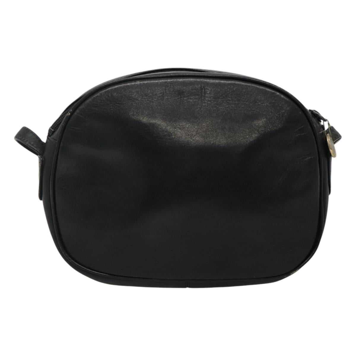 Christian Dior Shoulder Bag Leather Navy Gold Auth bs23532