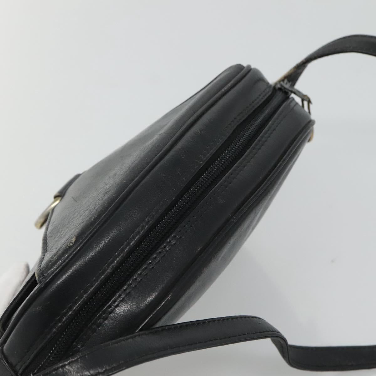 Christian Dior Shoulder Bag Leather Navy Gold Auth bs23532