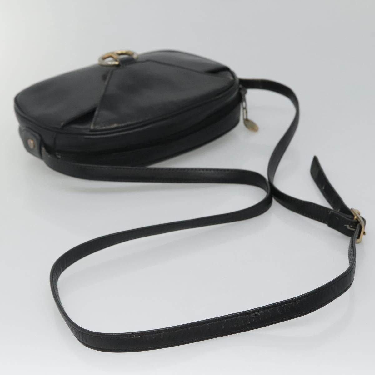 Christian Dior Shoulder Bag Leather Navy Gold Auth bs23532