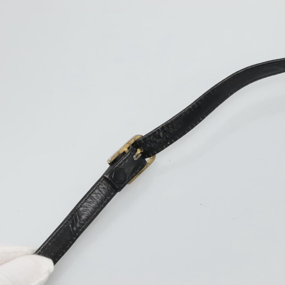 Christian Dior Shoulder Bag Leather Navy Gold Auth bs23532