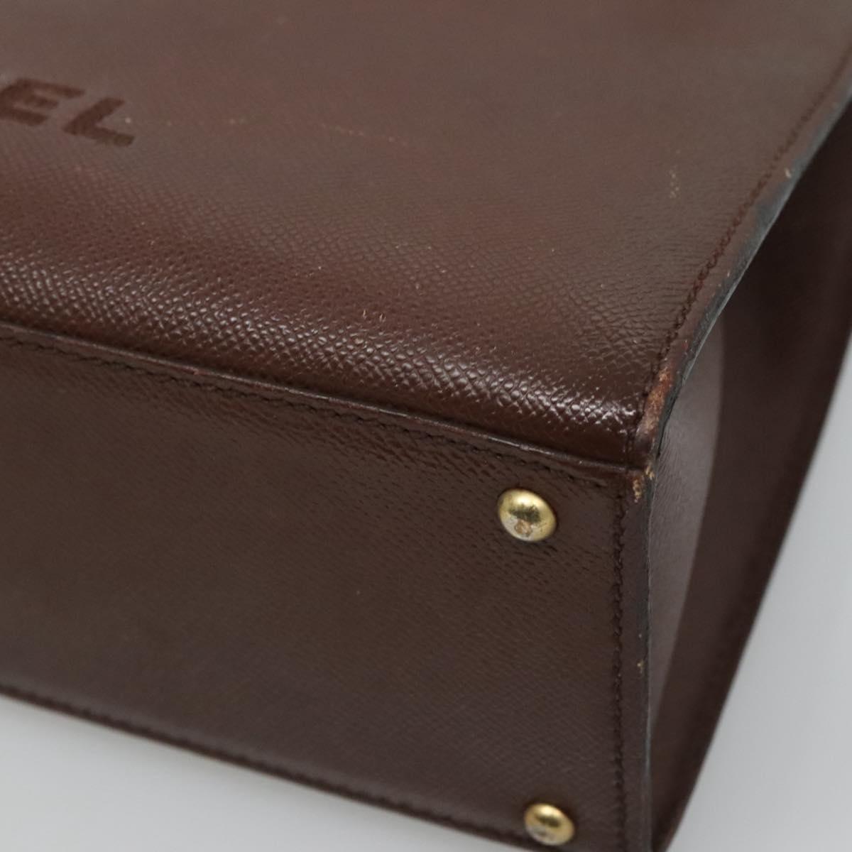 CHANEL Shoulder Bag Leather Brown CC Auth bs23537