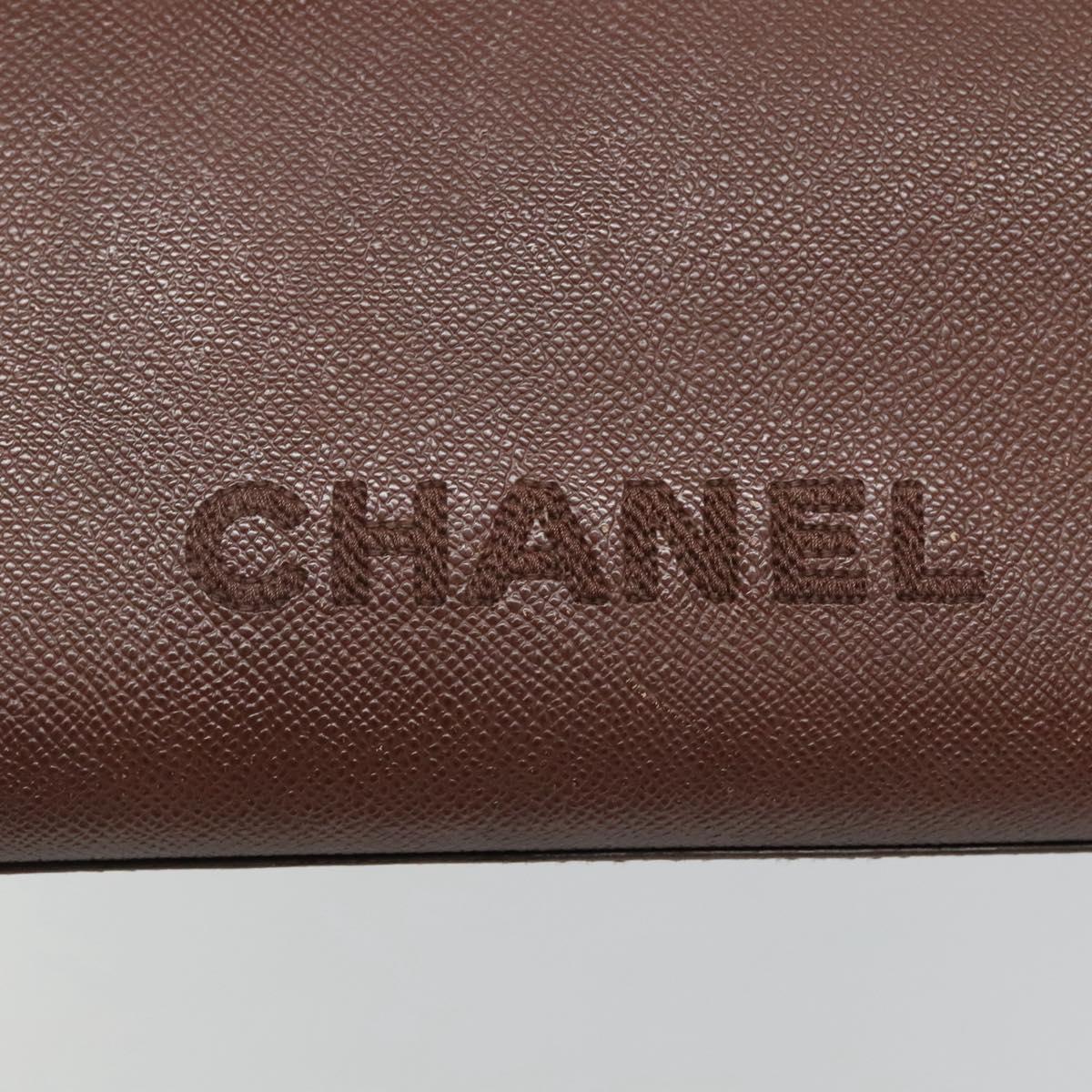 CHANEL Shoulder Bag Leather Brown CC Auth bs23537