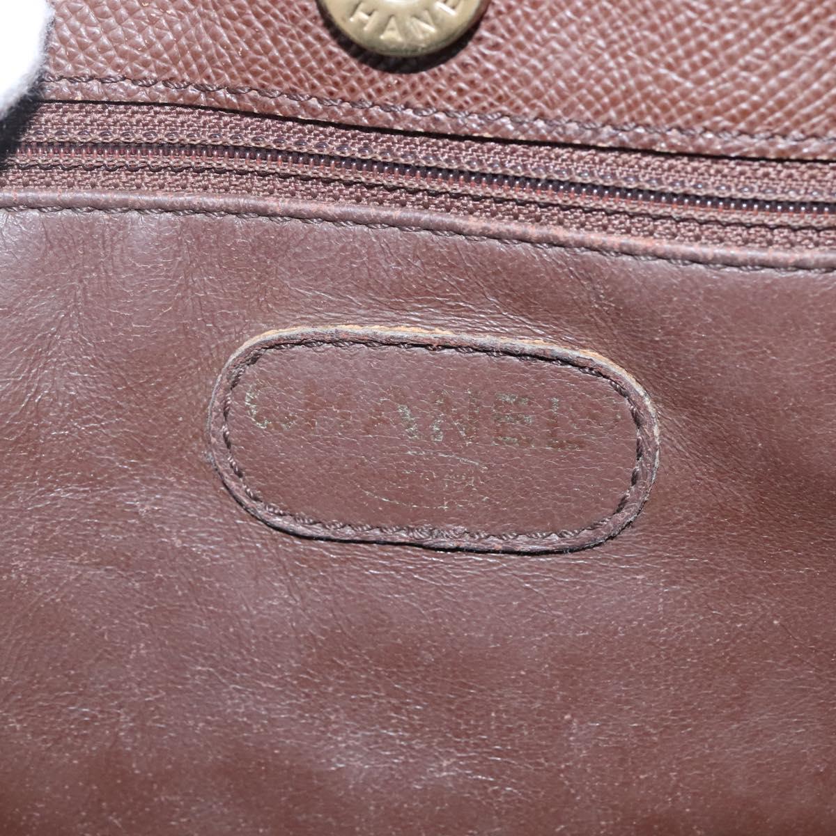 CHANEL Shoulder Bag Leather Brown CC Auth bs23537