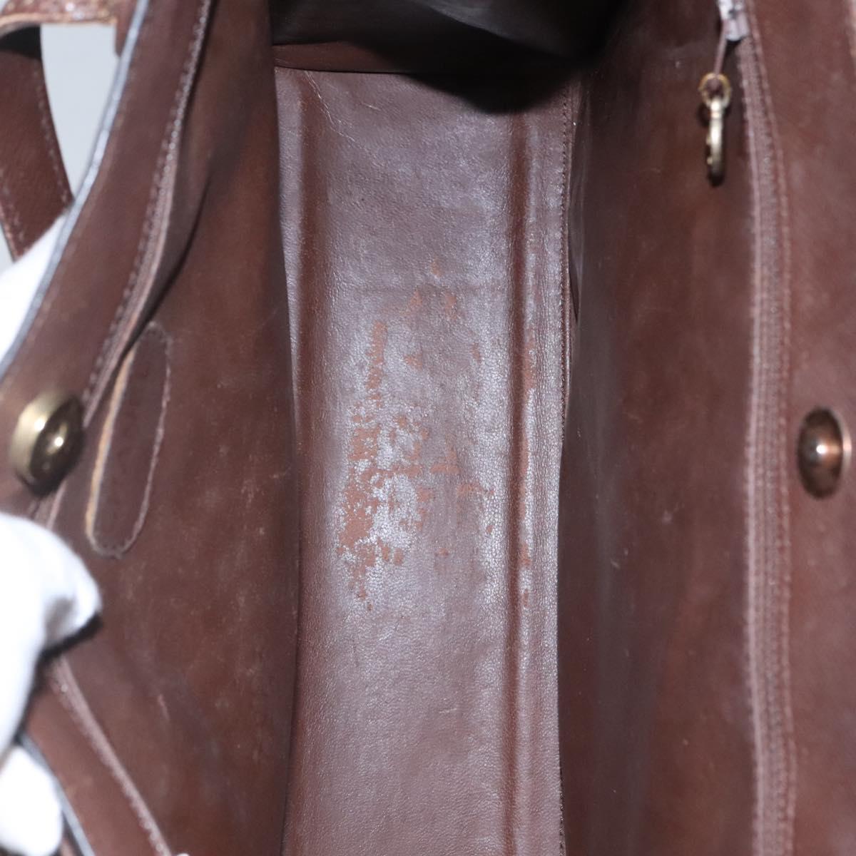 CHANEL Shoulder Bag Leather Brown CC Auth bs23537