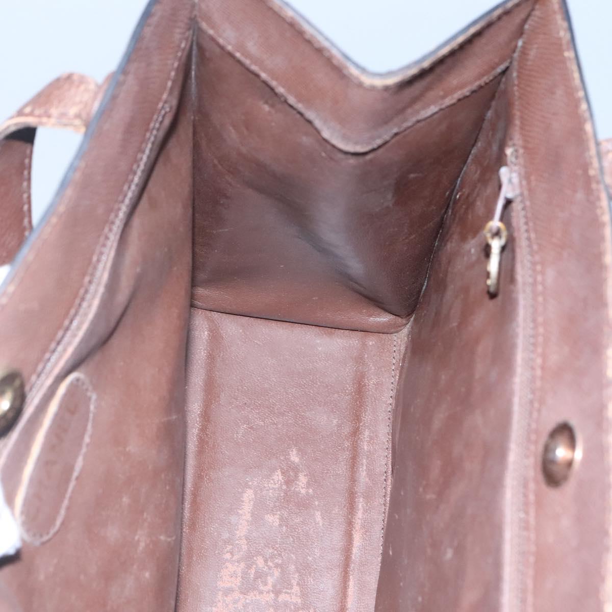 CHANEL Shoulder Bag Leather Brown CC Auth bs23537