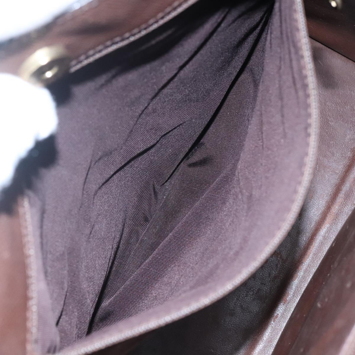 CHANEL Shoulder Bag Leather Brown CC Auth bs23537