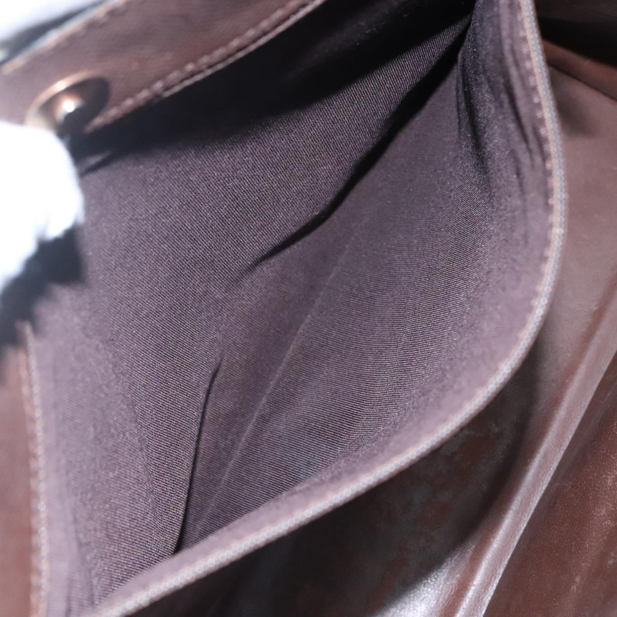 CHANEL Shoulder Bag Leather Brown CC Auth bs23537