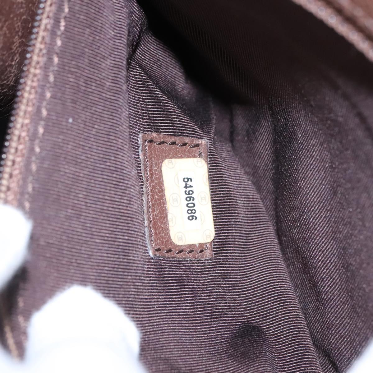 CHANEL Shoulder Bag Leather Brown CC Auth bs23537