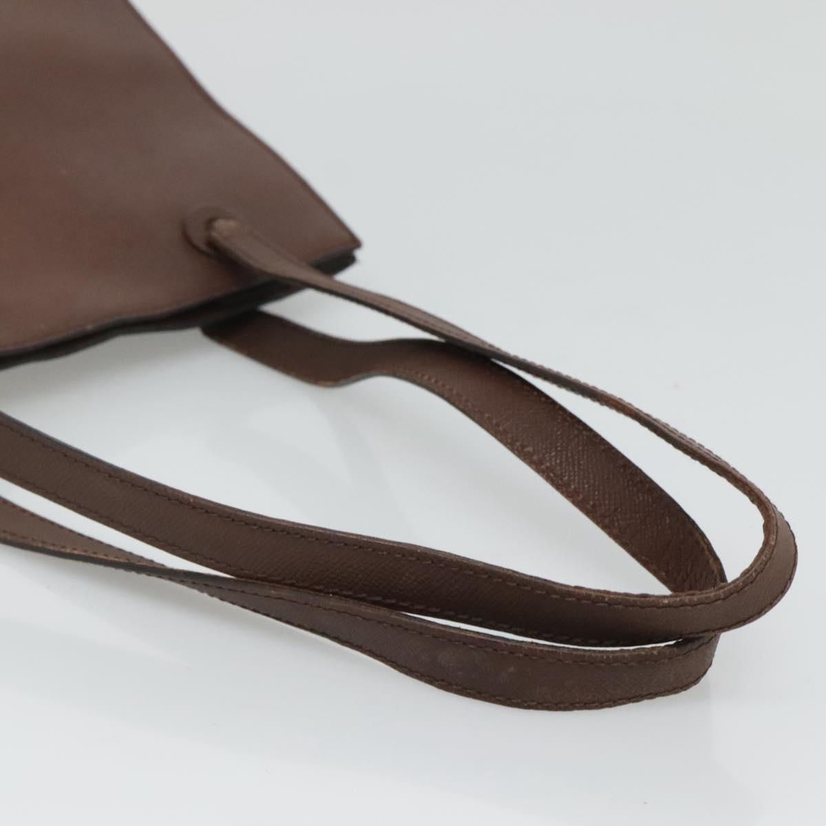 CHANEL Shoulder Bag Leather Brown CC Auth bs23537