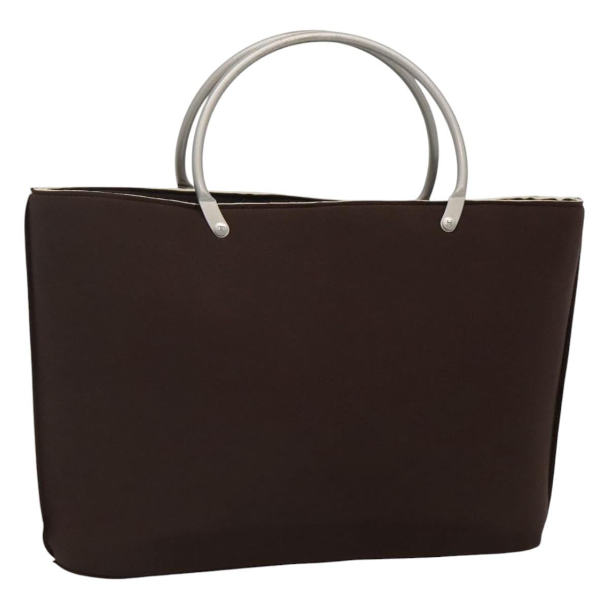CHANEL Hand Bag Nylon Brown CC Auth bs23545