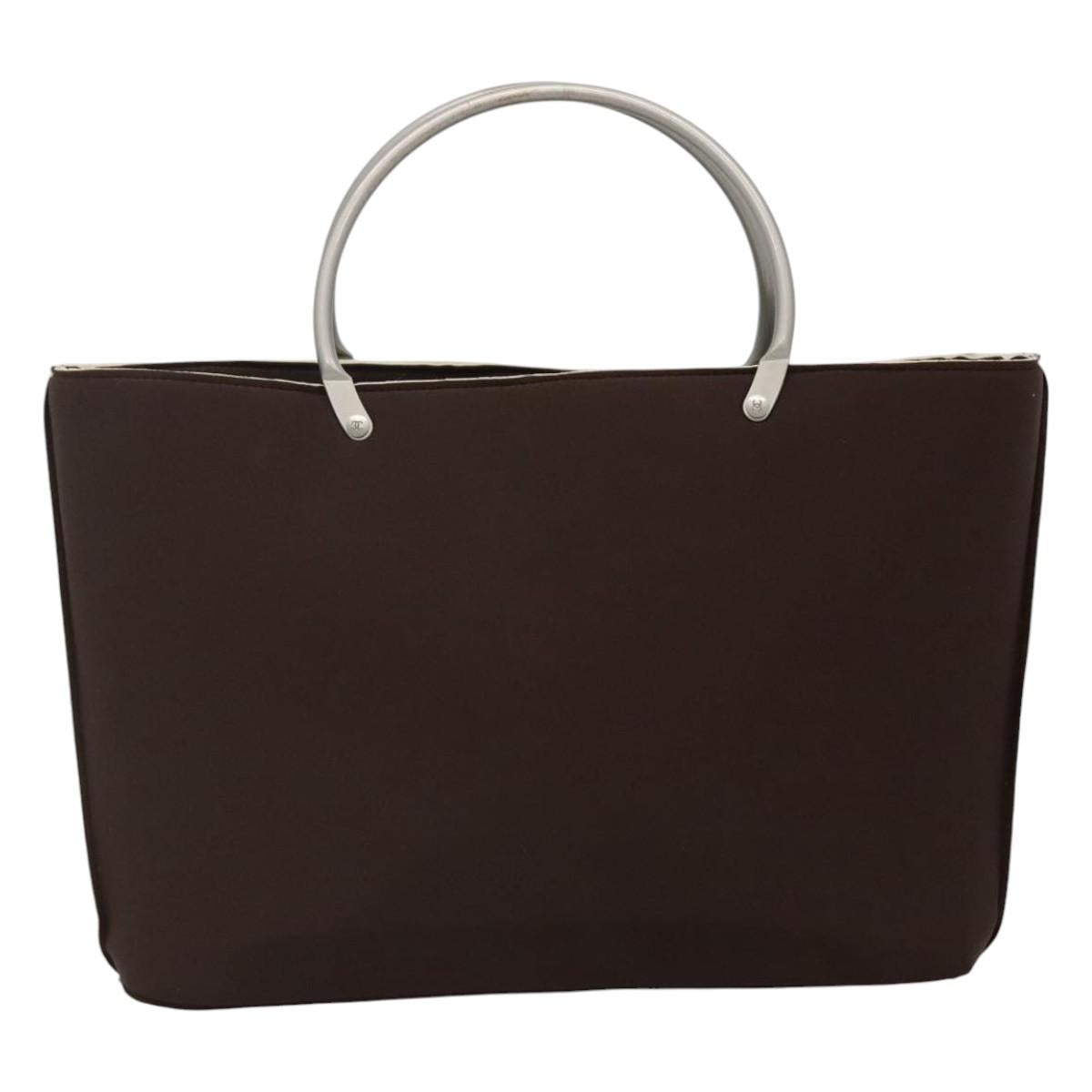 CHANEL Hand Bag Nylon Brown CC Auth bs23545