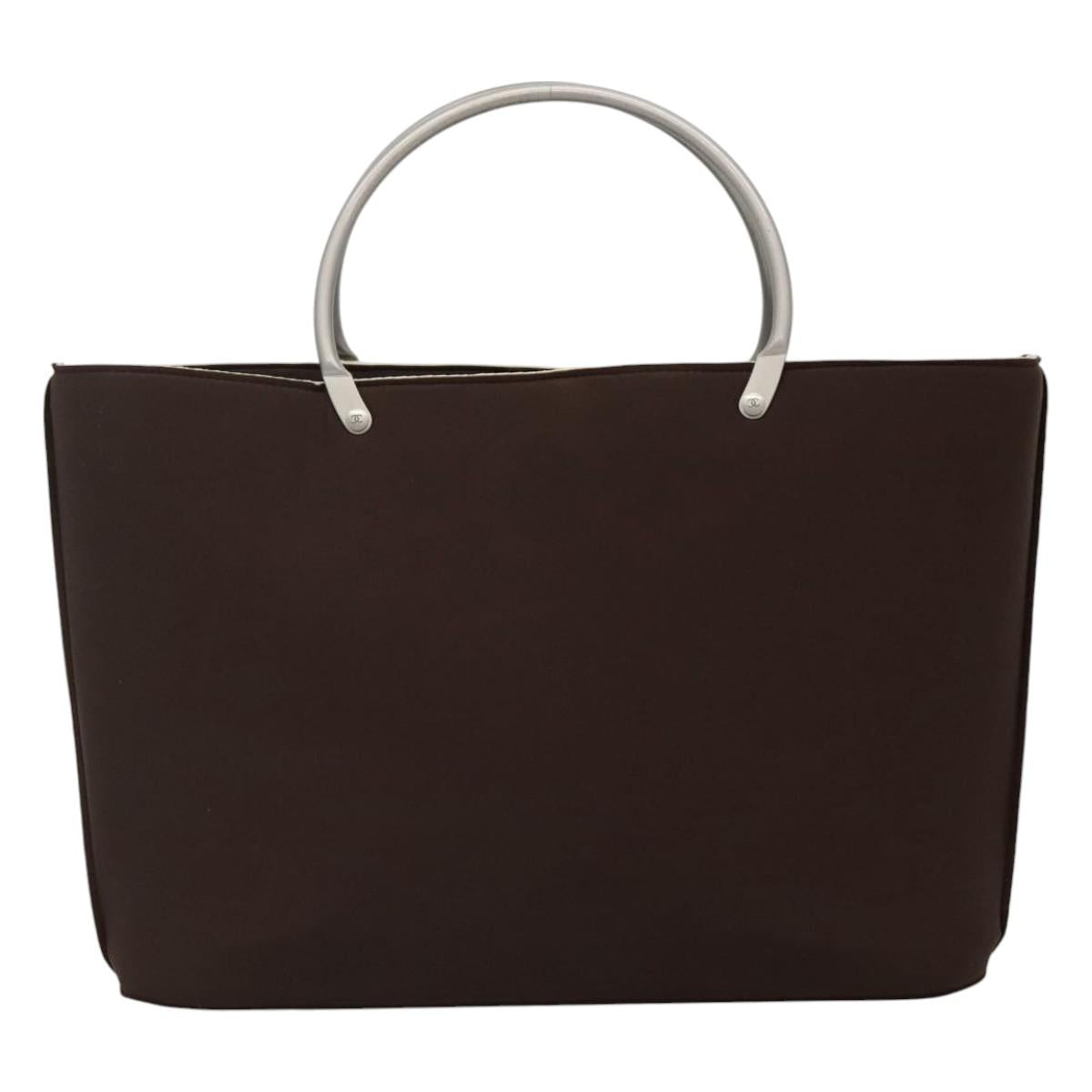 CHANEL Hand Bag Nylon Brown CC Auth bs23545