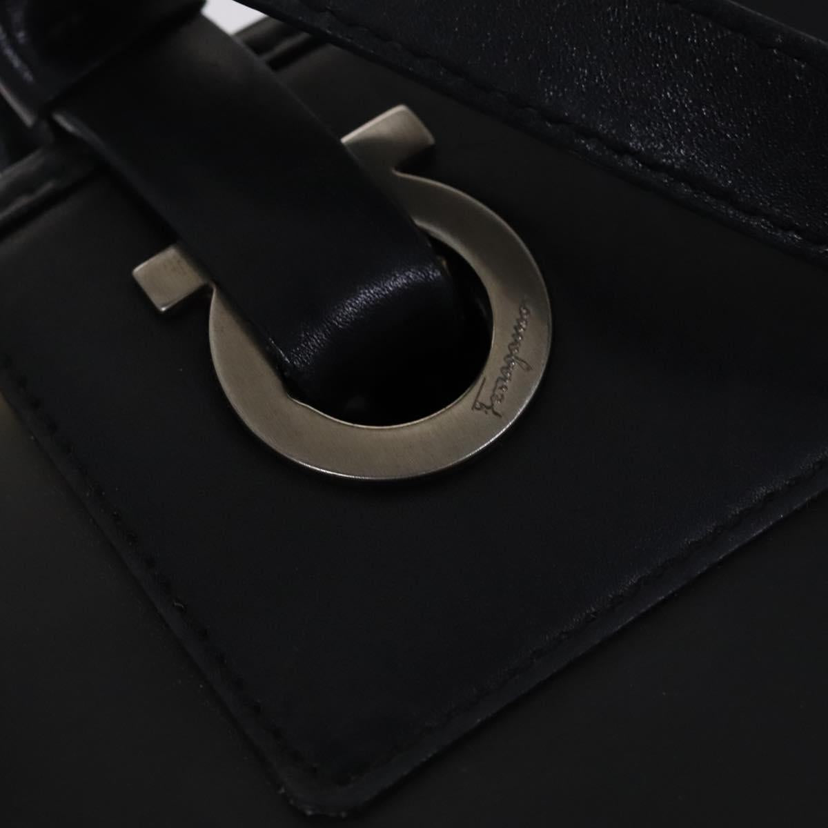 Salvatore Ferragamo Gancini Hand Bag Vinyl Black Auth bs23548