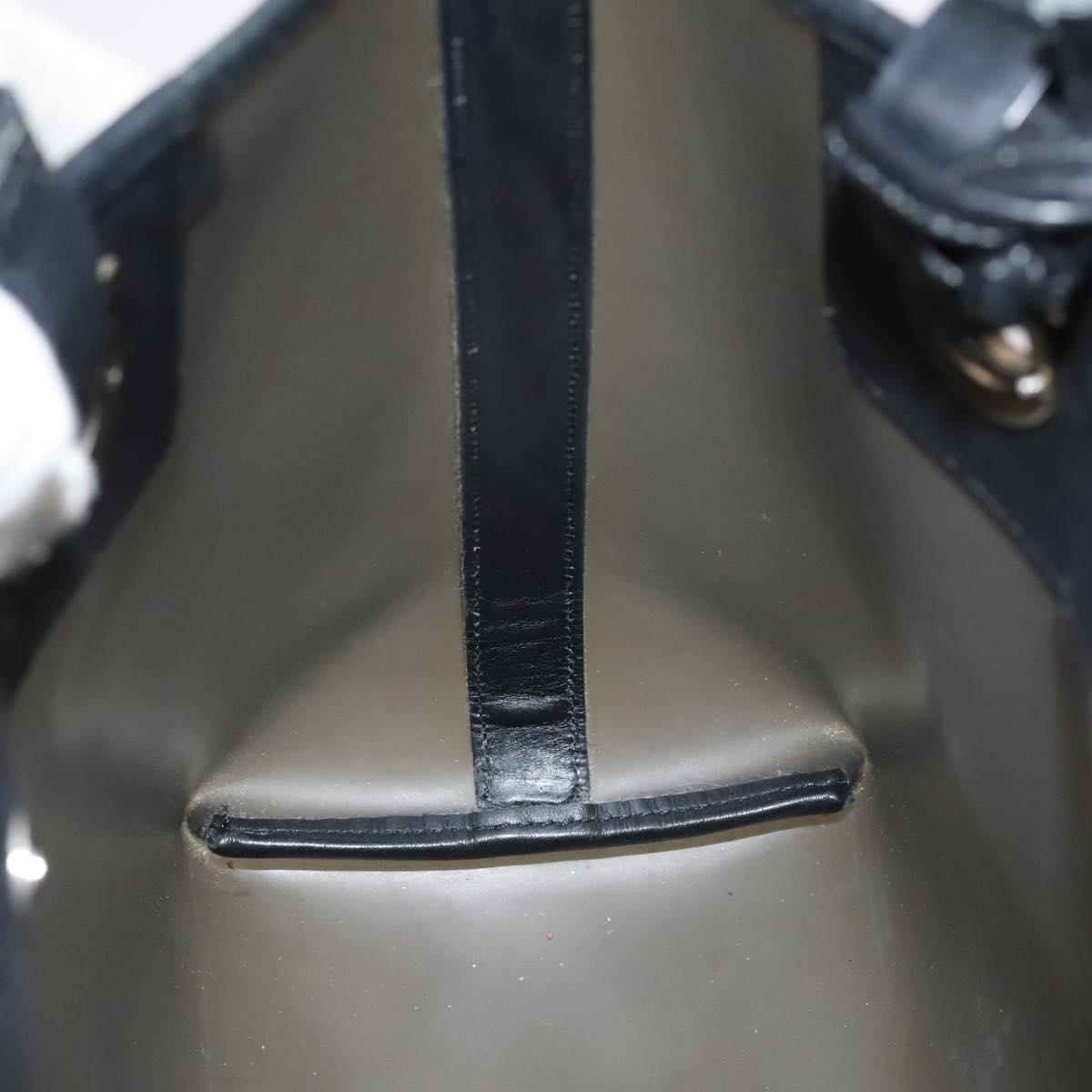 Salvatore Ferragamo Gancini Hand Bag Vinyl Black Auth bs23548