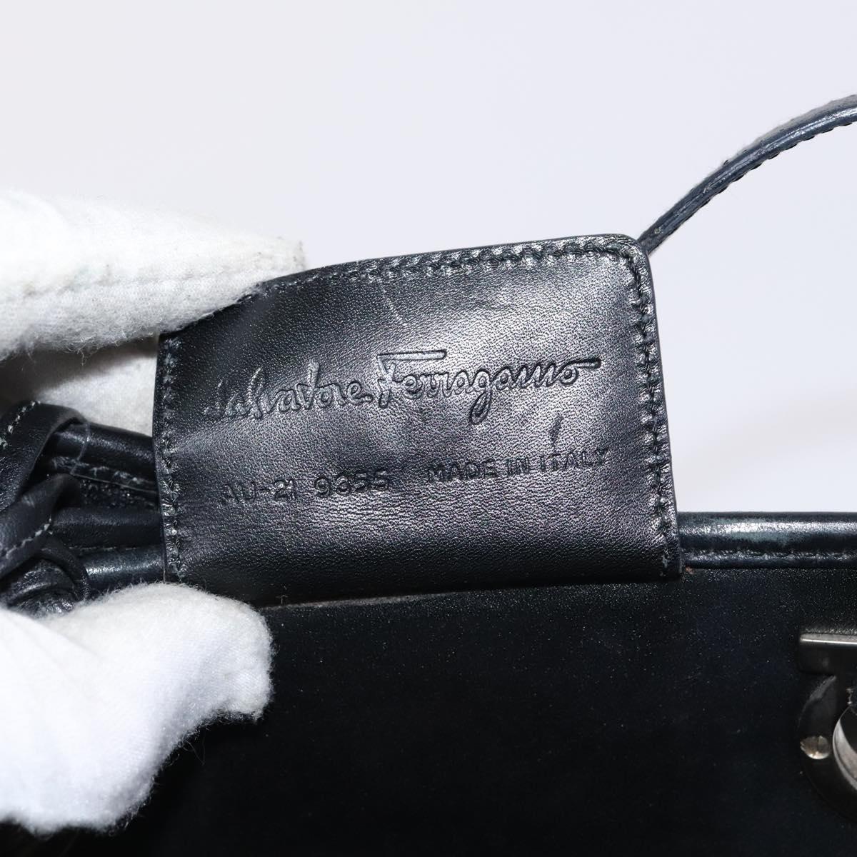 Salvatore Ferragamo Gancini Hand Bag Vinyl Black Auth bs23548