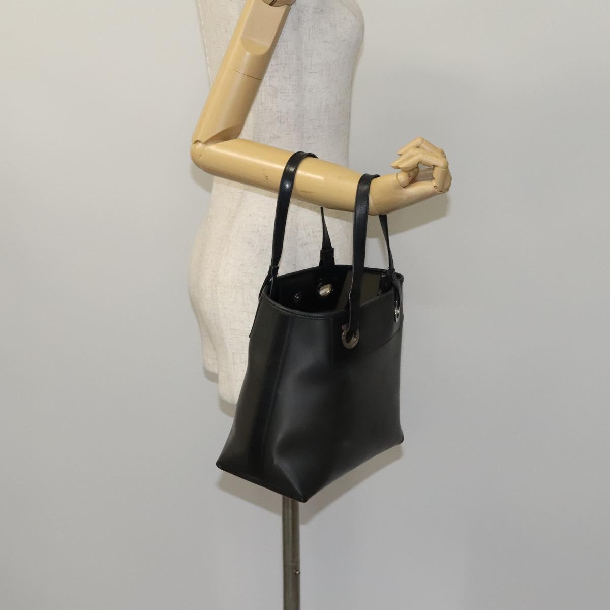 Salvatore Ferragamo Gancini Hand Bag Vinyl Black Auth bs23548