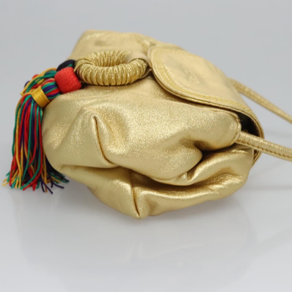 LOEWE Shoulder Bag Leather Gold Auth bs23549